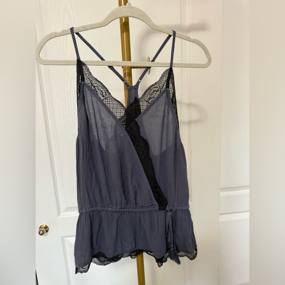 American Eagle Outfitters Black and Gray Lace Chemise